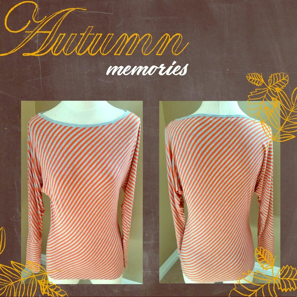 Michael Kors orange/gray striped long sleeve tops